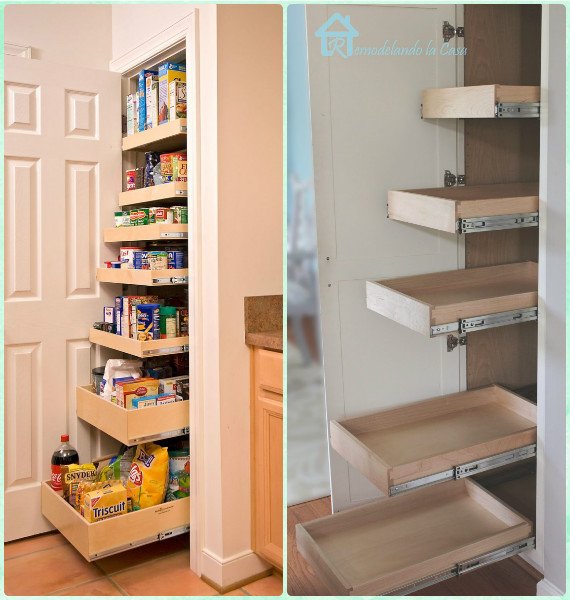 Kitchen Organization - Pull Out Shelves in Pantry - Remodelando la