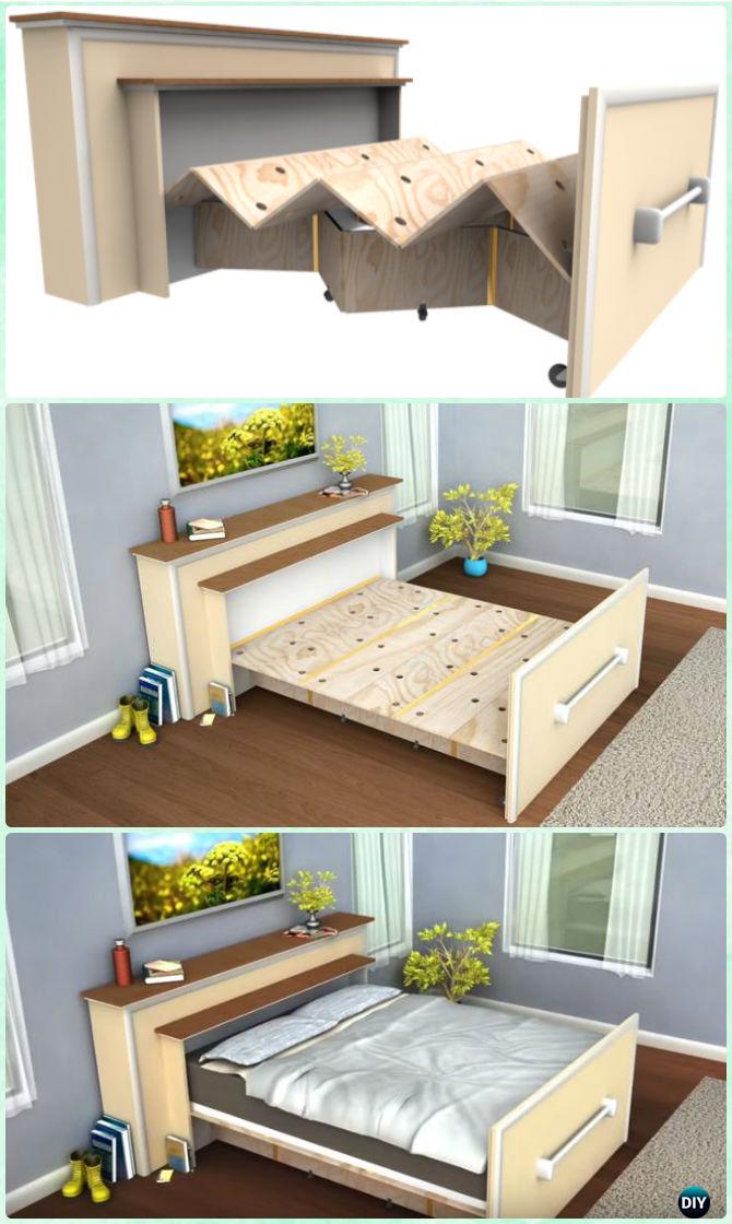 DIY Built In Roll Out Bed Plans n Instructions - DIY Space Savvy Bed Frame Design Concepts Instructions 