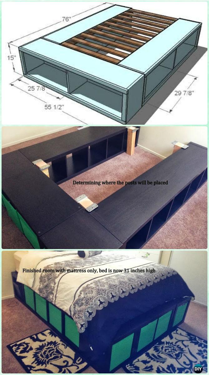 DIY Expedit Storage Platform bed Instructions - DIY Space Savvy Bed Frame Design Concepts Instructions 