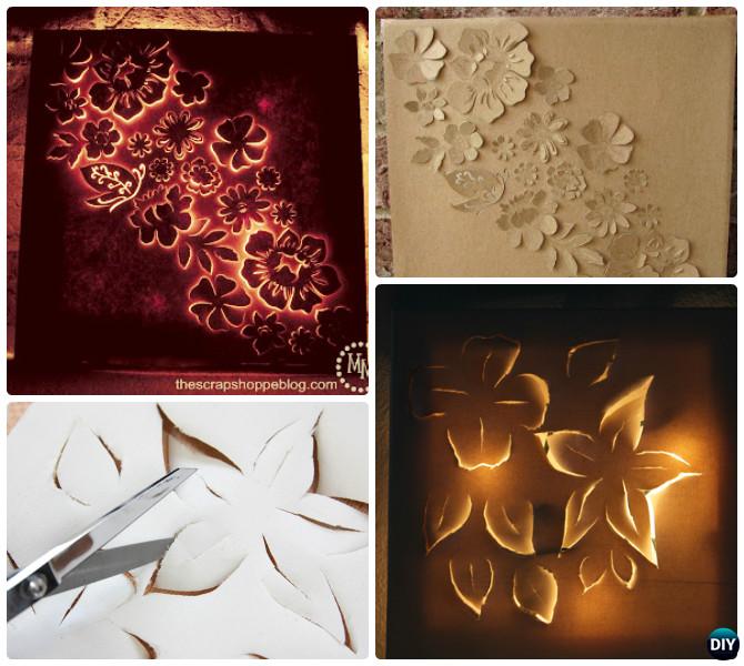 DIY String Light Backlit Canvas Art Ideas Crafts - Light Up Flower Canvas
