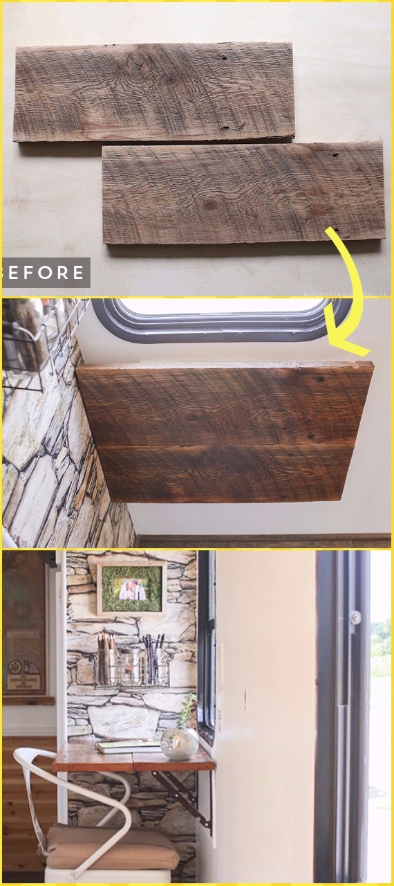 DIY Reclaimed Wall-Mounted Desk Tutorial - DIY Wall Mounted Desk Free Plans & Instructions