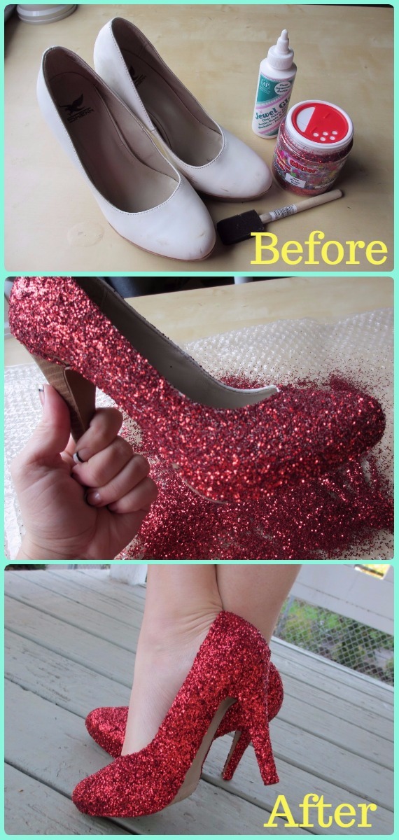 DIY Glitter Heels Instruction - DIY Ways Refashion Heels Tutorials
