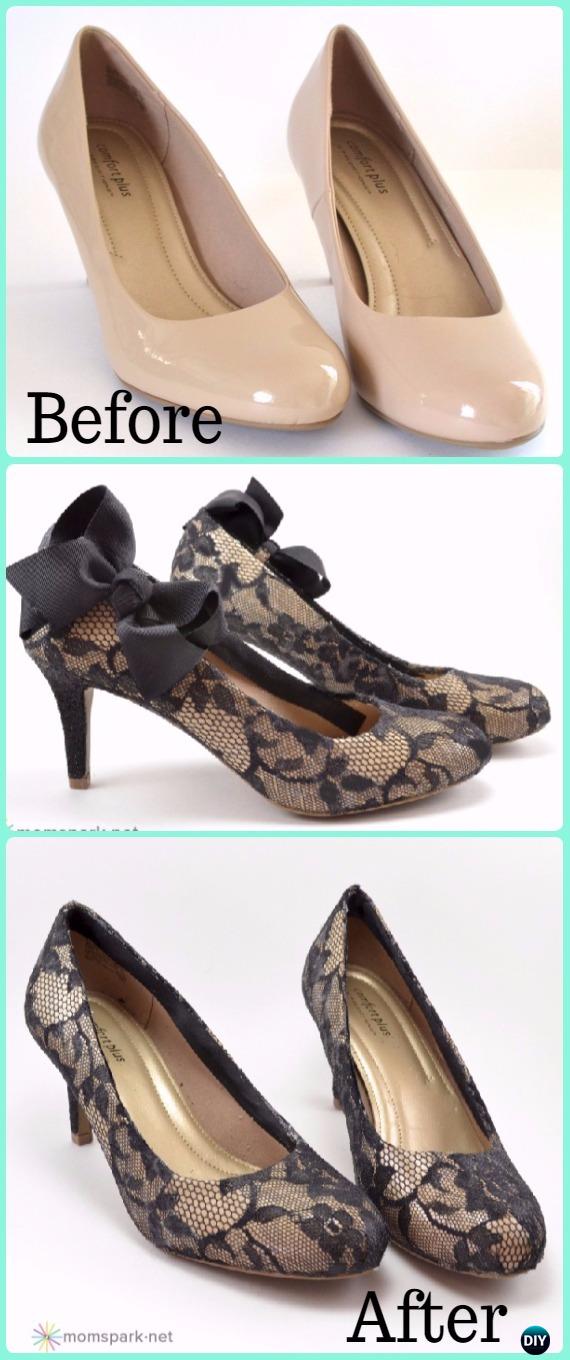 DIY Lace Heels Makeover Instruction - DIY Ways Refashion Heels Tutorials