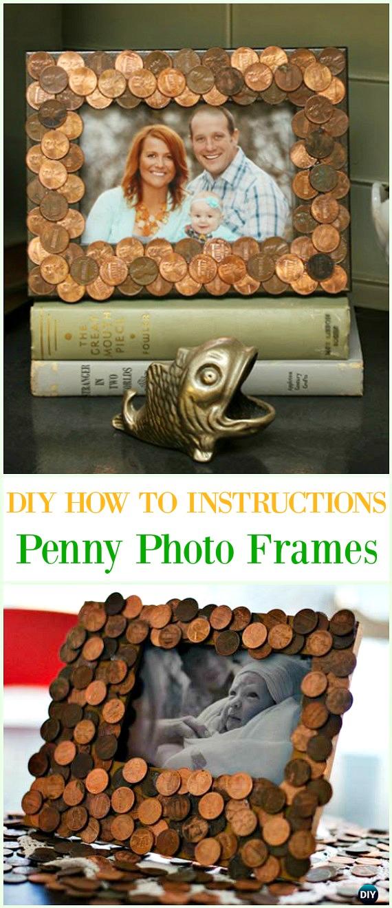 DIY Penny Photo Frames Tutorial - Cool DIY Ways to Decorate Home & Garden with Pennies #Recycle; #Penny; #HomeDecor
