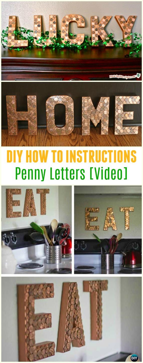 DIY Penny Letters Tutorial & Video - Cool DIY Ways to Decorate Home & Garden with Pennies #Recycle; #Penny; #HomeDecor