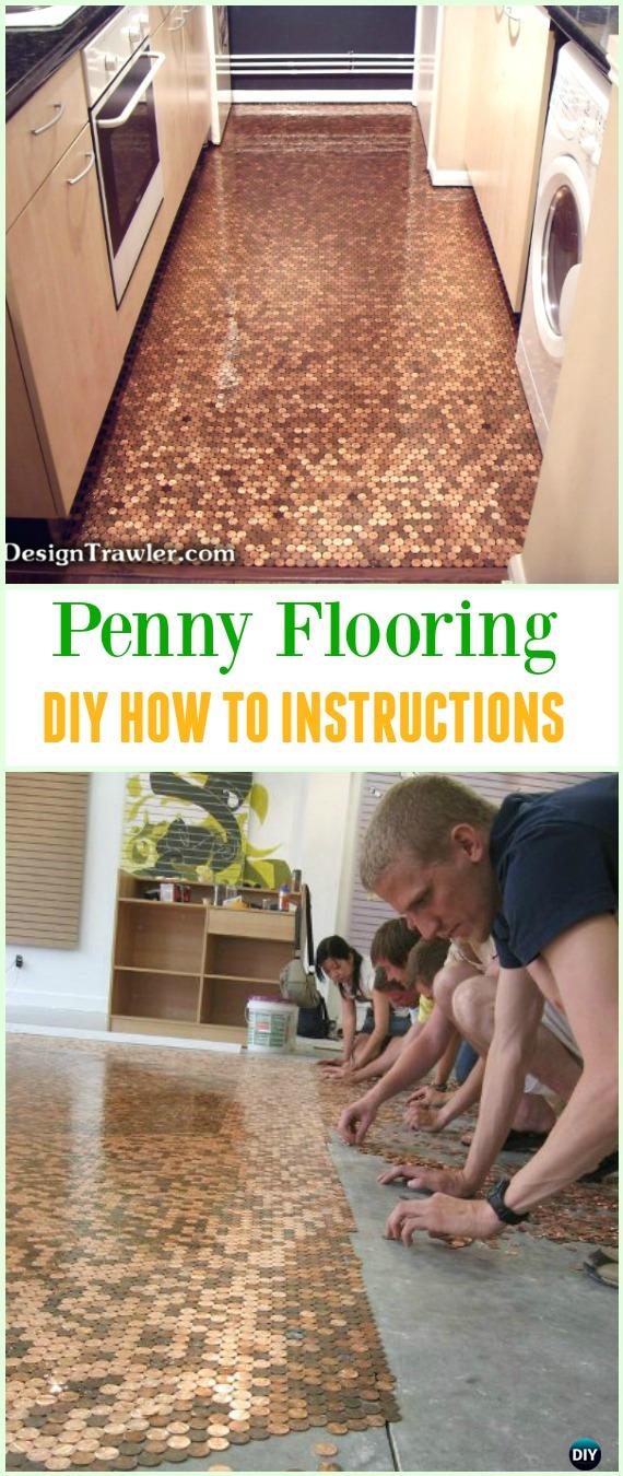 DIY Penny Flooring Tutorial - Cool DIY Ways to Decorate Home & Garden with Pennies #Recycle; #Penny; #HomeDecor