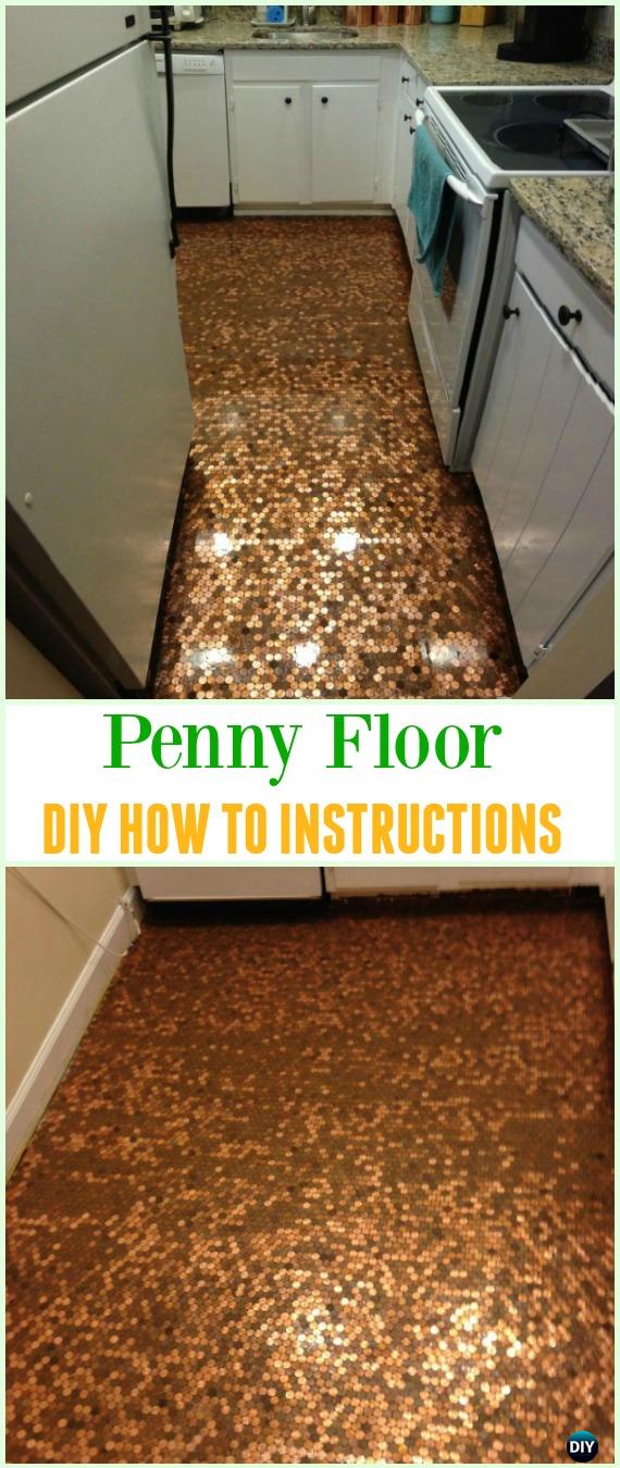 DIY Penny Floor Tutorial - Cool DIY Ways to Decorate Home & Garden with Pennies #Recycle; #Penny; #HomeDecor