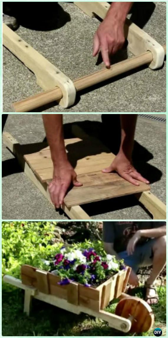 DIY Rustic Wood Wheelbarrow Garden Planter Instruction [Video] - DIY WheelBarrow Miniature Garden Projects 