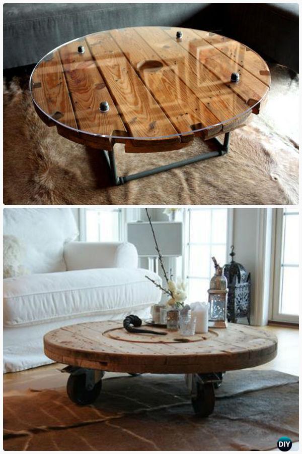 DIY Wire Spool Coffee Table - Wood Wire Spool Recycle Ideas