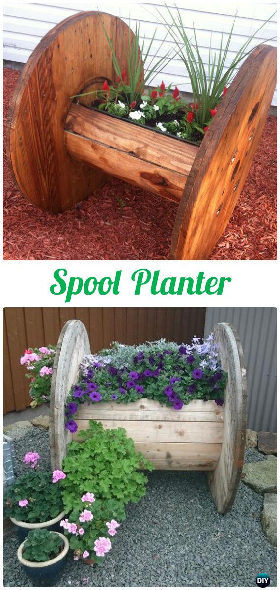 DIY Wood Spool Planter - Wood Wire Spool Recycle Ideas
