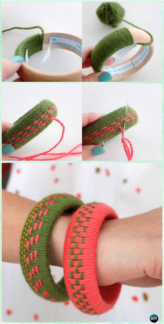 DIY Woven Yarn Bangles Instruction - Yarn Crafts No Crochet
