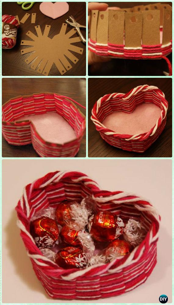 DIY Heart Yarn Basket Instruction - Yarn Crafts No Crochet