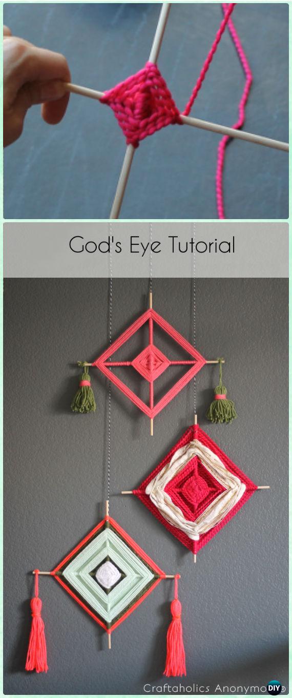 DIY Yarn Gods Eye Instruction - Yarn Crafts No Crochet