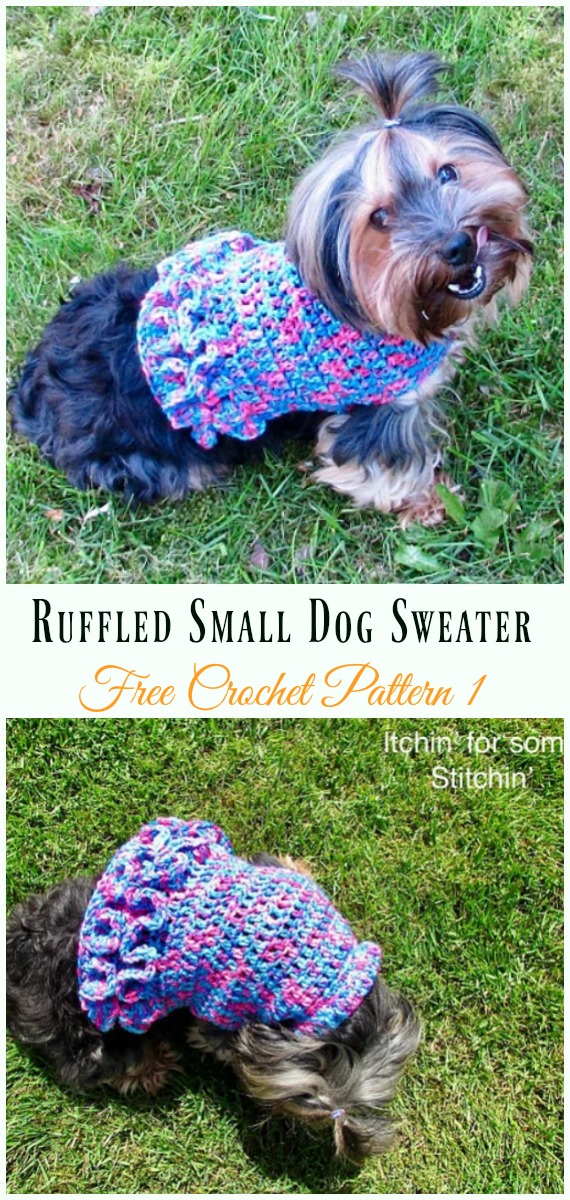 Ruffled Small Dog Sweater Crochet Free Pattern - #Dog; #Sweater; #Crochet; Free Patterns