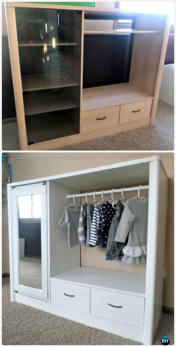 DIY TV Cabinet Kids Closet Armoire Instructions - Back-To-School Kids Furniture DIY Ideas Projects
