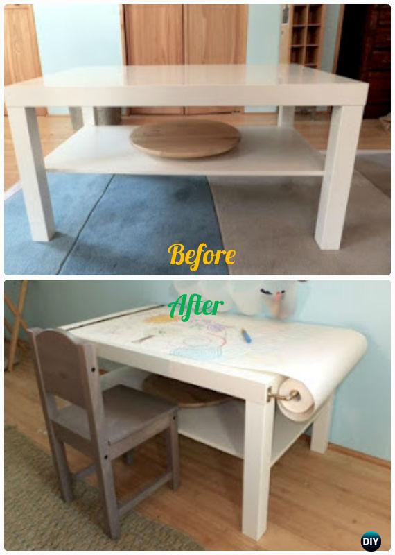 DIY IKEA Kids Art Craft Desk Makeover Instructions - Back-To-School Kids Furniture DIY Ideas Projects