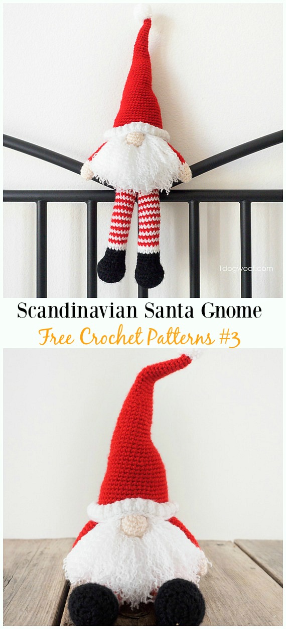 Scandinavian Santa Gnome Amigurumi Crochet Free Pattern -  Free#Amigurumi; #Gnome; Toy Softies Crochet Patterns