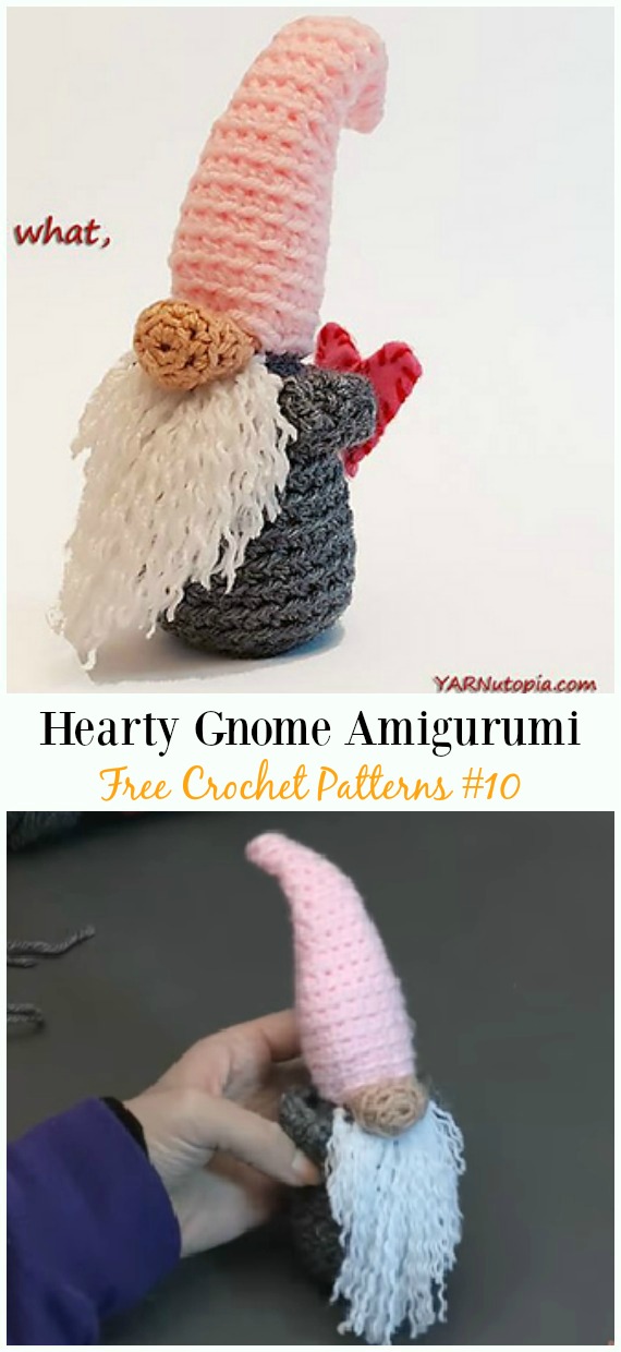 Hearty Gnome Amigurumi Crochet Free Pattern -  Free#Amigurumi; #Gnome; Toy Softies Crochet Patterns