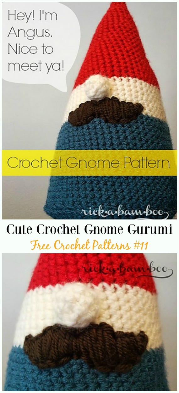 Cute Gnome Amigurumi Crochet Free Pattern -  Free#Amigurumi; #Gnome; Toy Softies Crochet Patterns