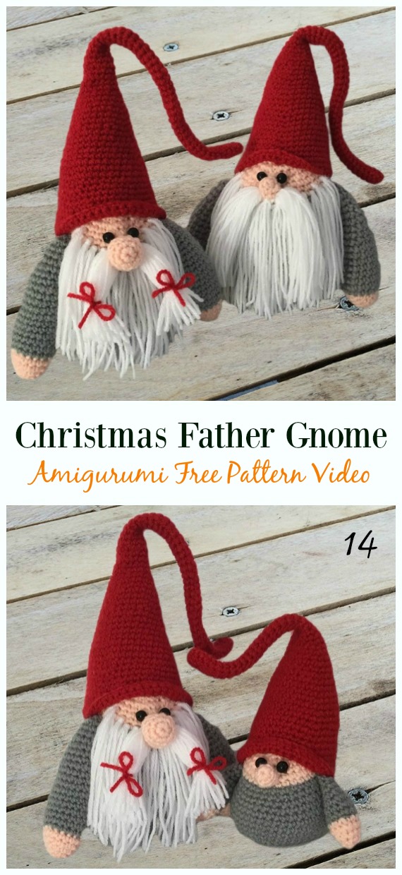 Christmas Father Gnome Amigurumi  Crochet Free Pattern -  Free#Amigurumi; #Gnome; Toy Softies Crochet Patterns