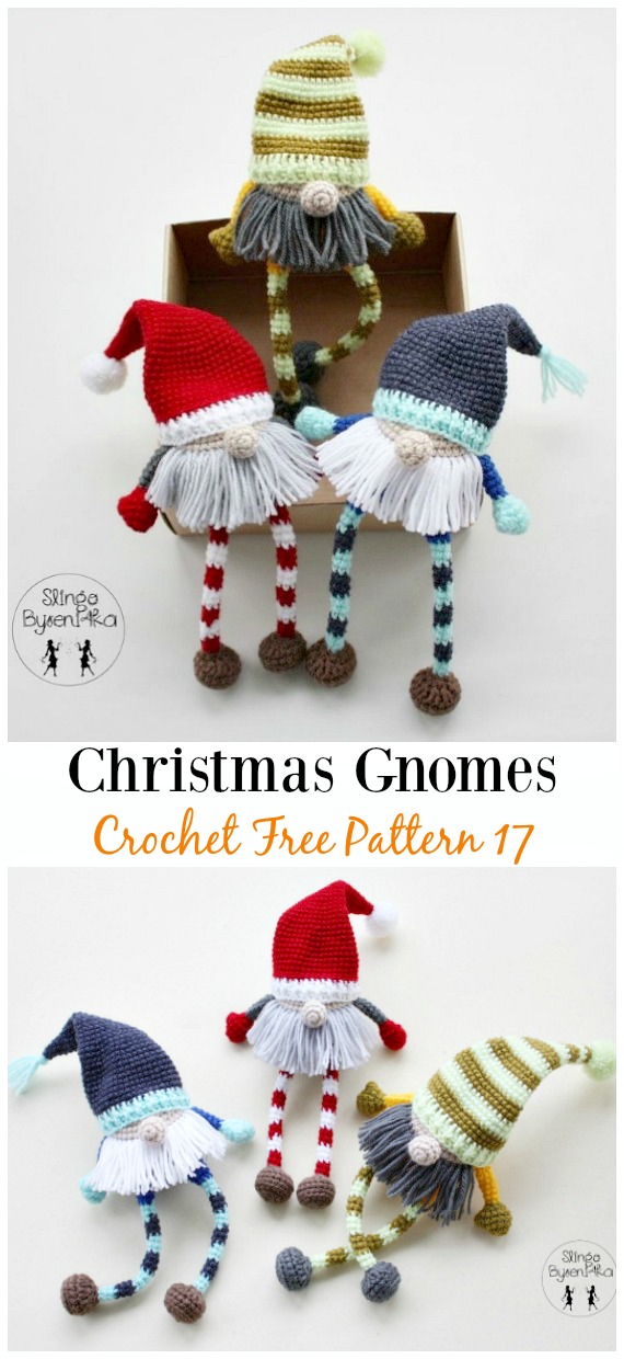 Christmas Gnomes Amigurumi Crochet Free Pattern -  Free#Amigurumi; #Gnome; Toy Softies Crochet Patterns