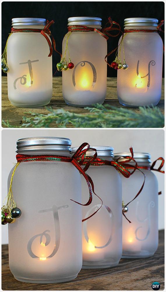 jar mason glass diy projects frosted craft container instructions jars crafts holiday diyhowto gifts luminaria decorations cool tutorial budget lighting
