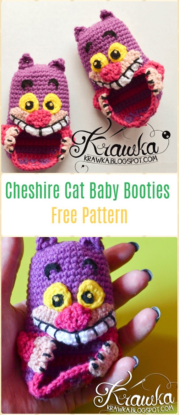Crochet Cheshire Cat Baby Booties Free Pattern - Fun Crochet Baby Booties Free Patterns