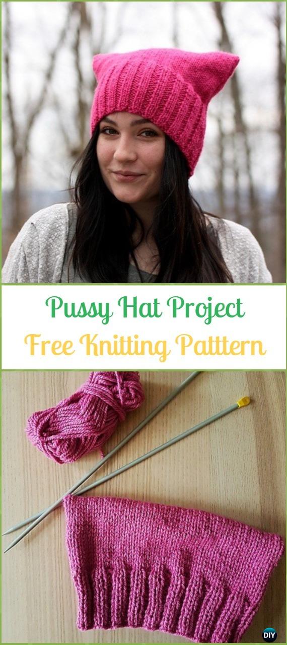 Knit Pussy Hat Project Free Pattern - Fun Kitty Cat Hat Free Knitting Patterns