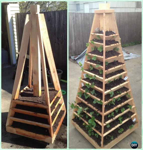 DIY Vertical Strawberry Garden Pyramid Tower Instruction-Gardening Tips to Grow Vertical Strawberries Gardens
