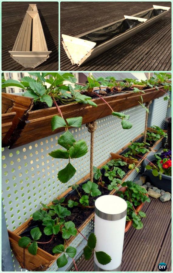 DIY Hanging strawberry Planter Box Instruction-Gardening Tips to Grow Vertical Strawberries Gardens