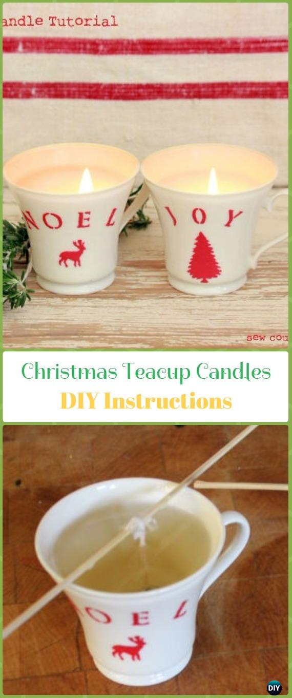 Easy Christmas Teacup Candles Instruction - Holiday Candle DIY Craft Ideas & Tutorials