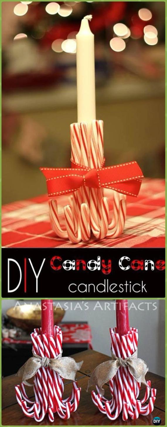 DIY Candy Cane Candlestick Instruction - Holiday Candle DIY Craft Ideas & Tutorials
