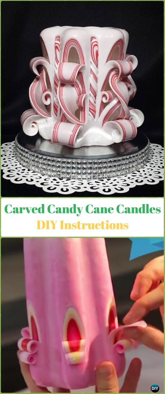 DIY Carved Candy Cane Candles Instruction - Holiday Candle DIY Craft Ideas & Tutorials