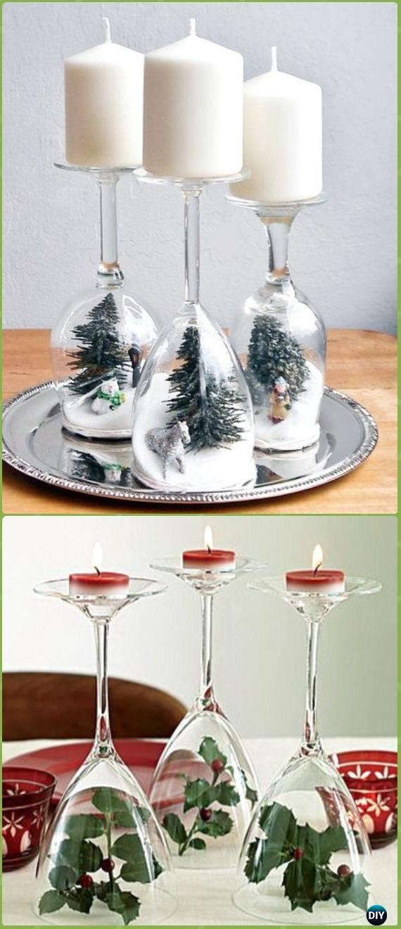 DIY Wine Glass Holiday Dioramas Candle Holders Instruction - Holiday Candle DIY Craft Ideas & Tutorials