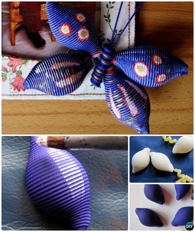 DIY Painted Pasta Butterfly Instruction-- Kid-Friendly DIY Butterfly Crafts Ideas