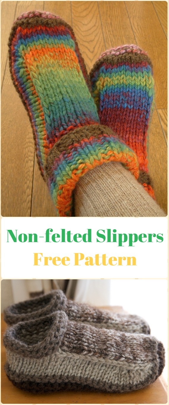 Knit Non-felted Slippers Free Pattern - Knit Adult Slippers Free Patterns