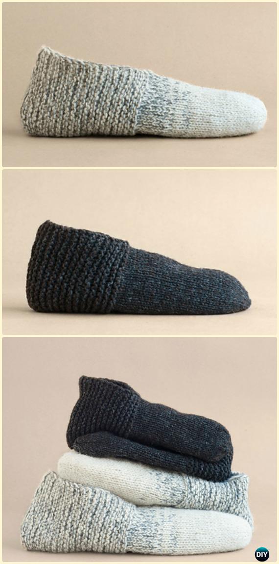 Knit Simple House Slippers Free Pattern - Knit Adult Slippers Free Patterns