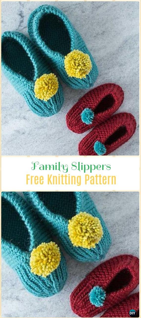Knit Family Slippers Free Pattern - Knit Adult Slippers Free Patterns