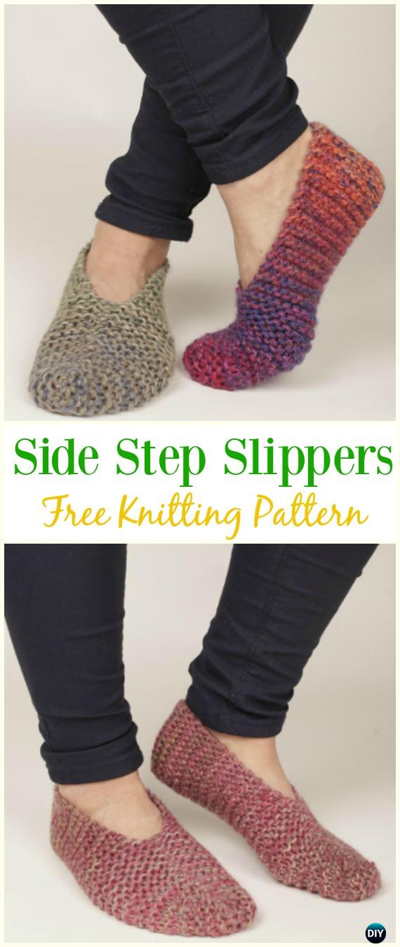 Side Step Slippers Free Knitting Pattern - #Kniting; Adult #Slippers Free Patterns