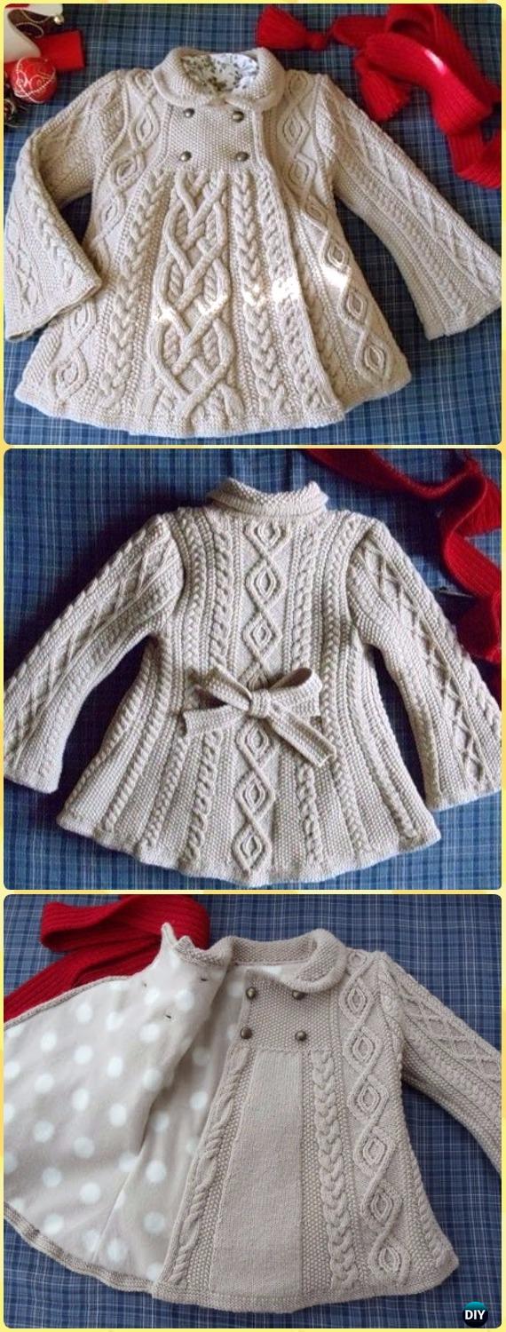 Cable Knit Elizabeth Coat Free Pattern - Knit Baby Sweater Outwear Free Patterns