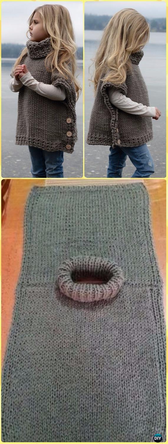 Knit Azel Pullover Poncho Pattern By Heidi May - Knit Baby Sweater Outwear Free Patterns