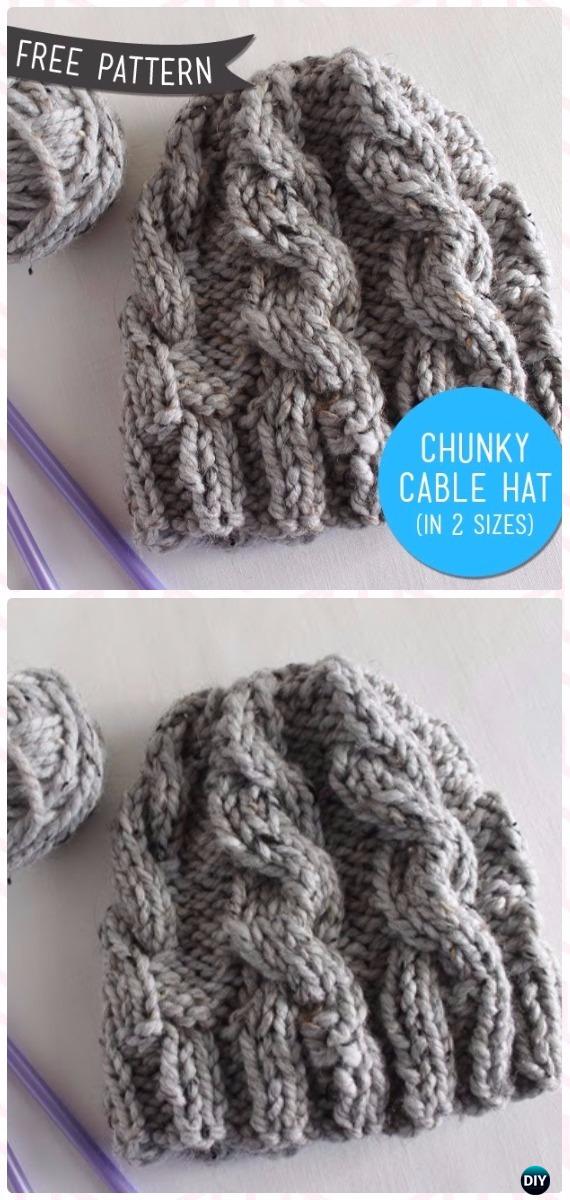 Knit Chunky Cable Hat Free Pattern - Knit Beanie Hat Free Patterns 