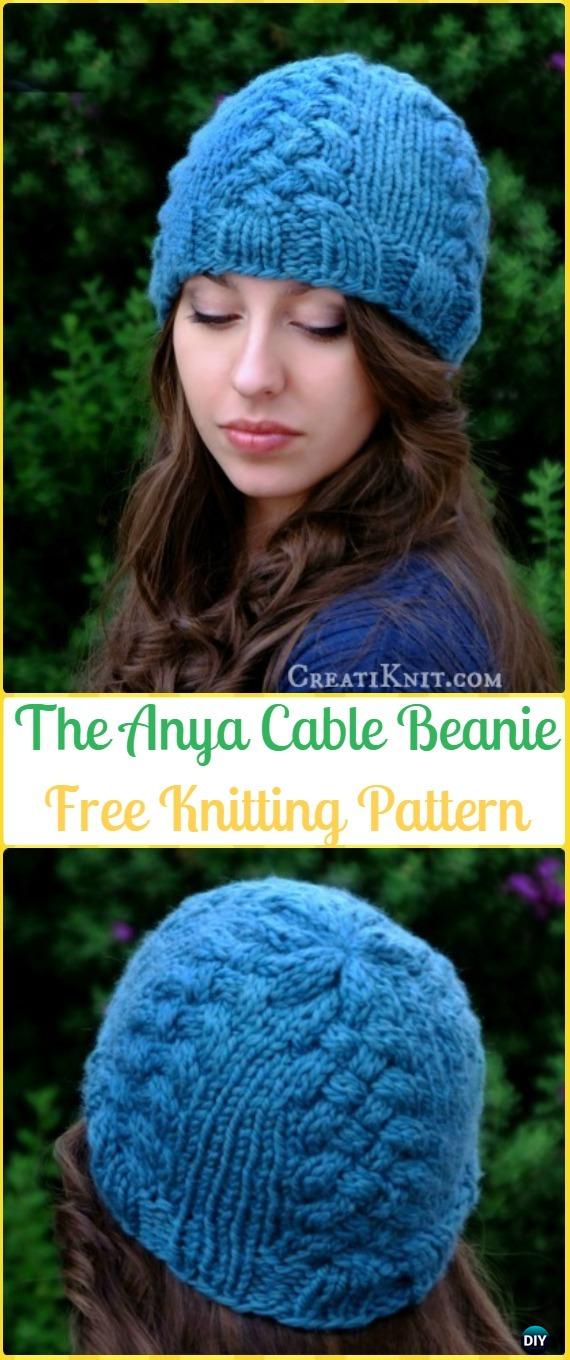 Cable Knit Women The Anya Beanie Hat Free Pattern - Knit Beanie Hat Free Patterns 