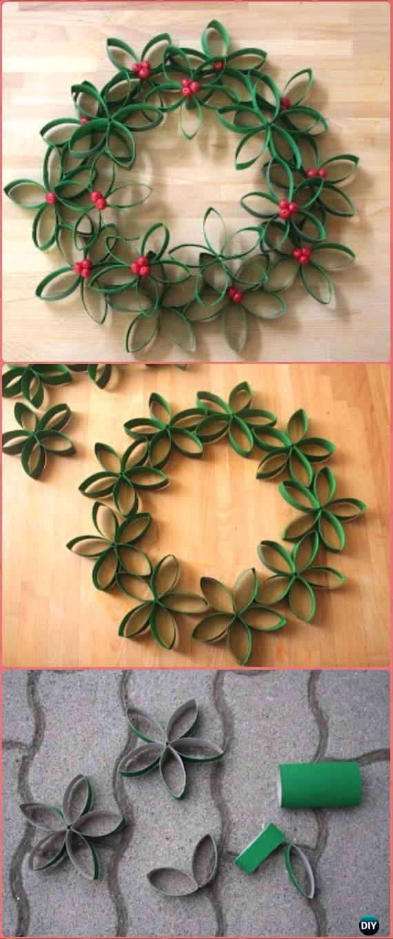 DIY TP Roll Christmas Wreath Tutorial - Paper Roll Christmas Craft Ideas & Projects