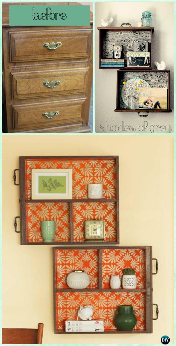 DIY Old Drawer Shelf Instruction - Instructions - Practical Ways to Recycle Old Drawers for Home 