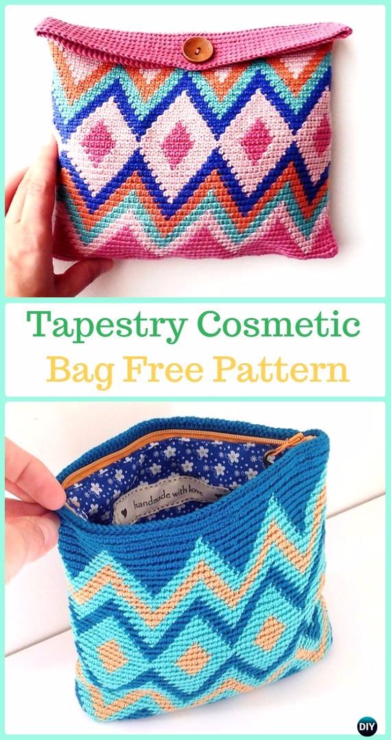 Tapestry Cosmetic Bag Free Pattern -Tapestry Crochet Free Patterns
