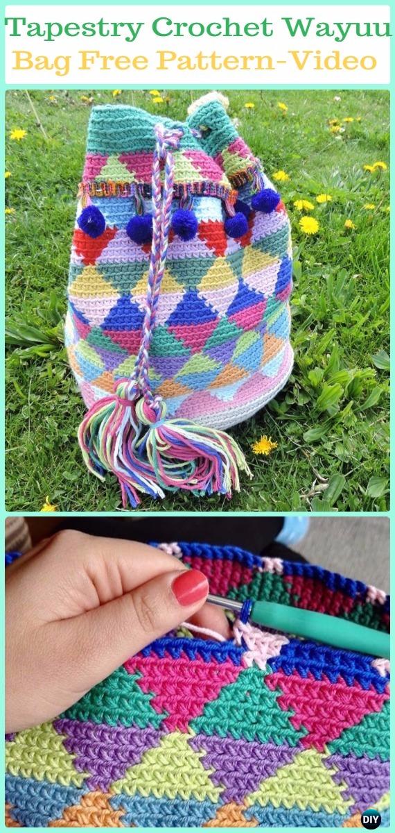 Tapestry Crochet Wayuu Bag Free Pattern Video -Tapestry Crochet Free Patterns