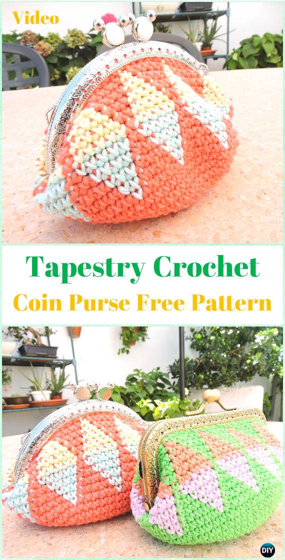 Tapestry Crochet Coin Purse Free Pattern Video -Tapestry Crochet Free Patterns