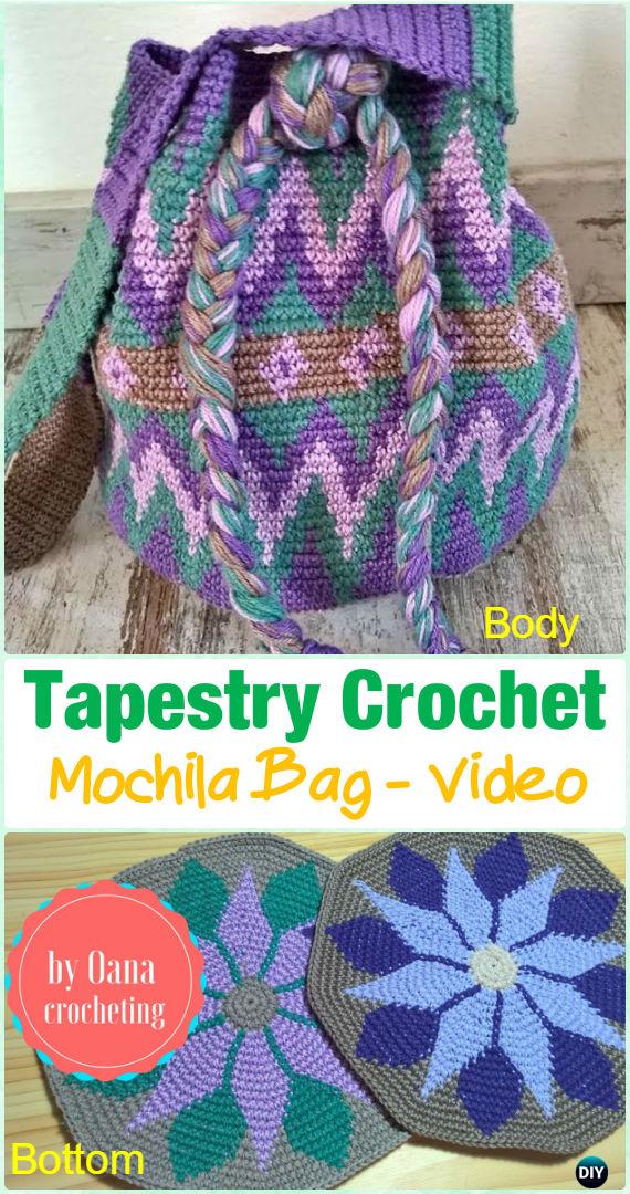Tapestry Crochet Mochila Bag Free Pattern Video -Tapestry Crochet Free Patterns