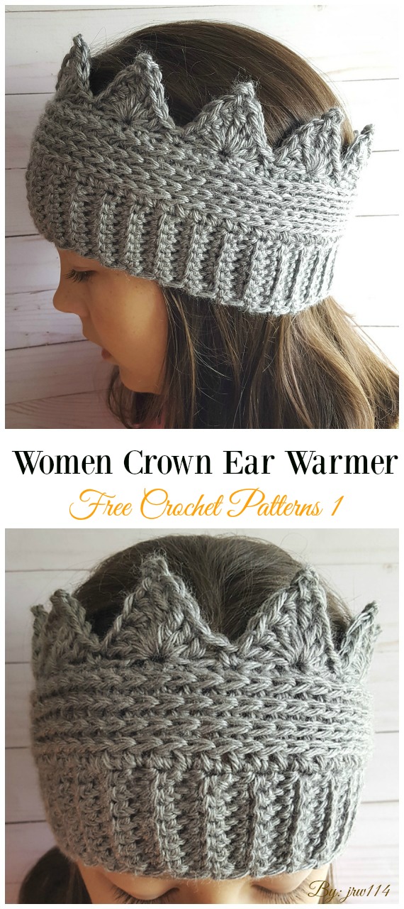 Crown Ear Warmer Crochet Free Pattern - Trending Women #EarWarmer; Free #Crochet; Patterns